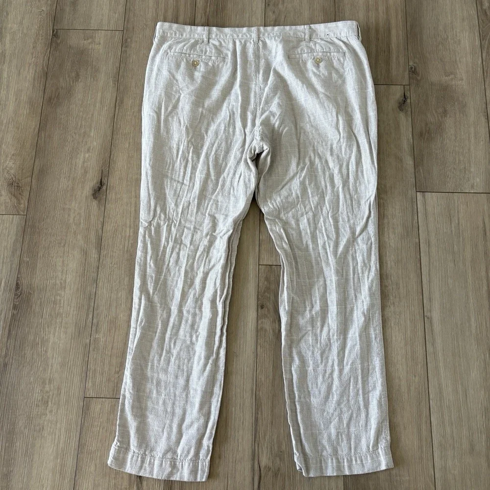 JCrew Re-Imagined Mens Straight Linen Cotton Plaid Pants Summer Trousers 40x32